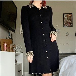 black + leopard print dress